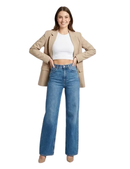 High-Waisted Wide Leg Jeans