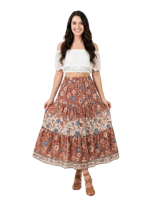 Boho Floral Maxi Skirt